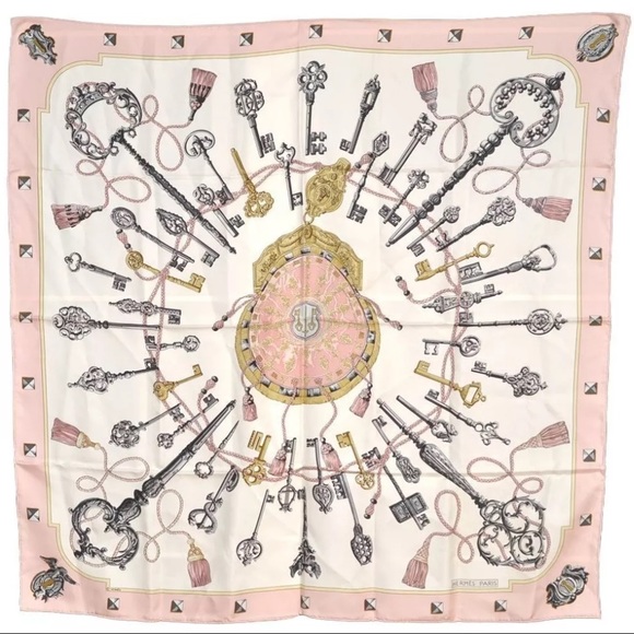 Hermes Accessories - Authentic HERMES Carre 90 Scarf "LES CLES" Silk Pink 7616I